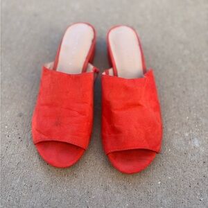 Kelly & Katie Bright orange Suede Mules